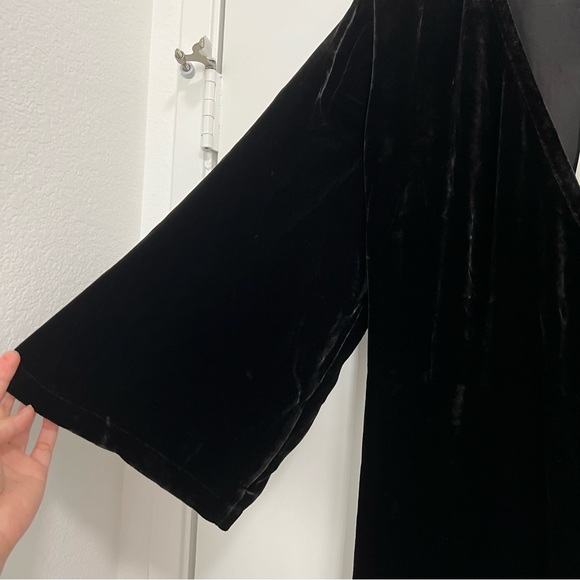 NWT Eileen Fisher Silk Blend Black Velvet Wrap Dress - Picture 8 of 12